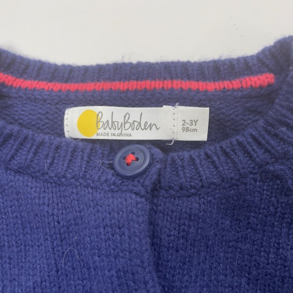 Baby Boden Cardigan Sweater Kids 2-3Y Blue Birds Holiday Christmas Knit - Picture 3 of 10